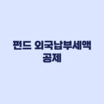 펀드 외국납부세액공제 대상 신청방법 종합소득세 신고 전 확인