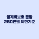 생계비보호 통장 250만원 넘으면 생기는 제한