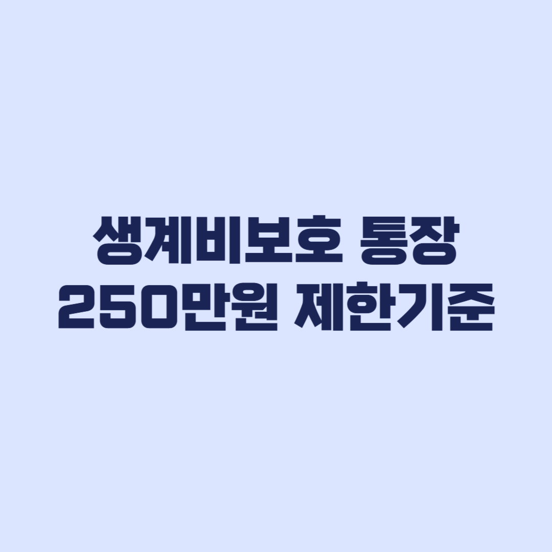 생계비보호 통장 250만원 넘으면 생기는 제한