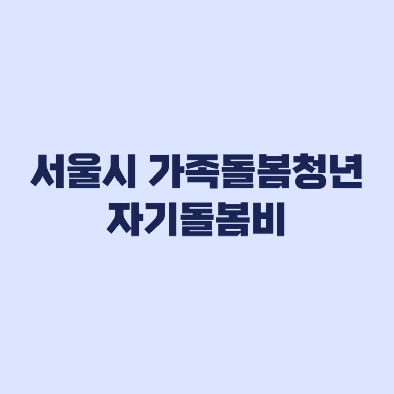 서울시 가족돌봄청년 자기돌봄비 5월 26일 마감 전 확인