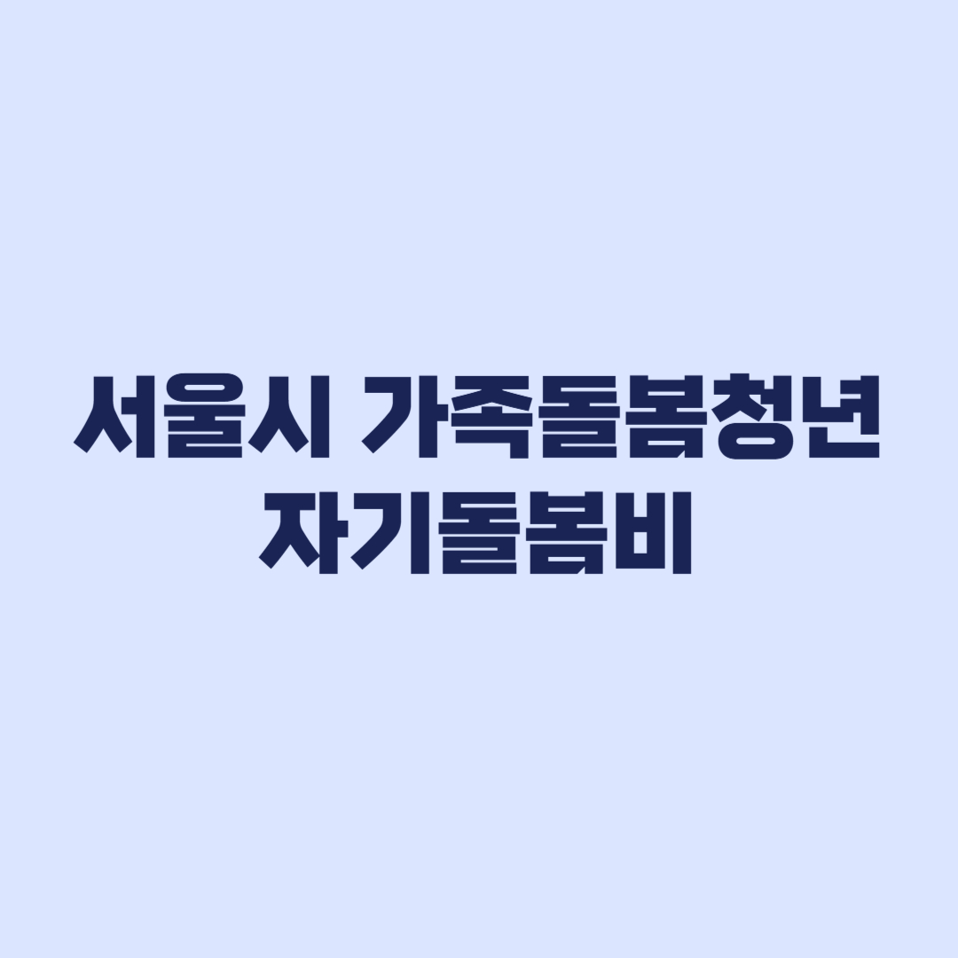 서울시 가족돌봄청년 자기돌봄비 5월 26일 마감 전 확인