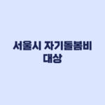 서울시 자기돌봄비 대상 제외 기준과 30만원 40만원 차이