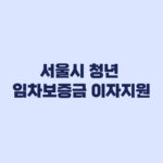 서울시 청년 임차보증금 이자지원 소득기준 5천만원 신청 조건