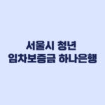 서울시 청년 임차보증금 하나은행 한도조회 추천서 절차