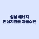 성남 에너지 안심지원금 지급수단 현금 선불카드 모바일상품권 선택법