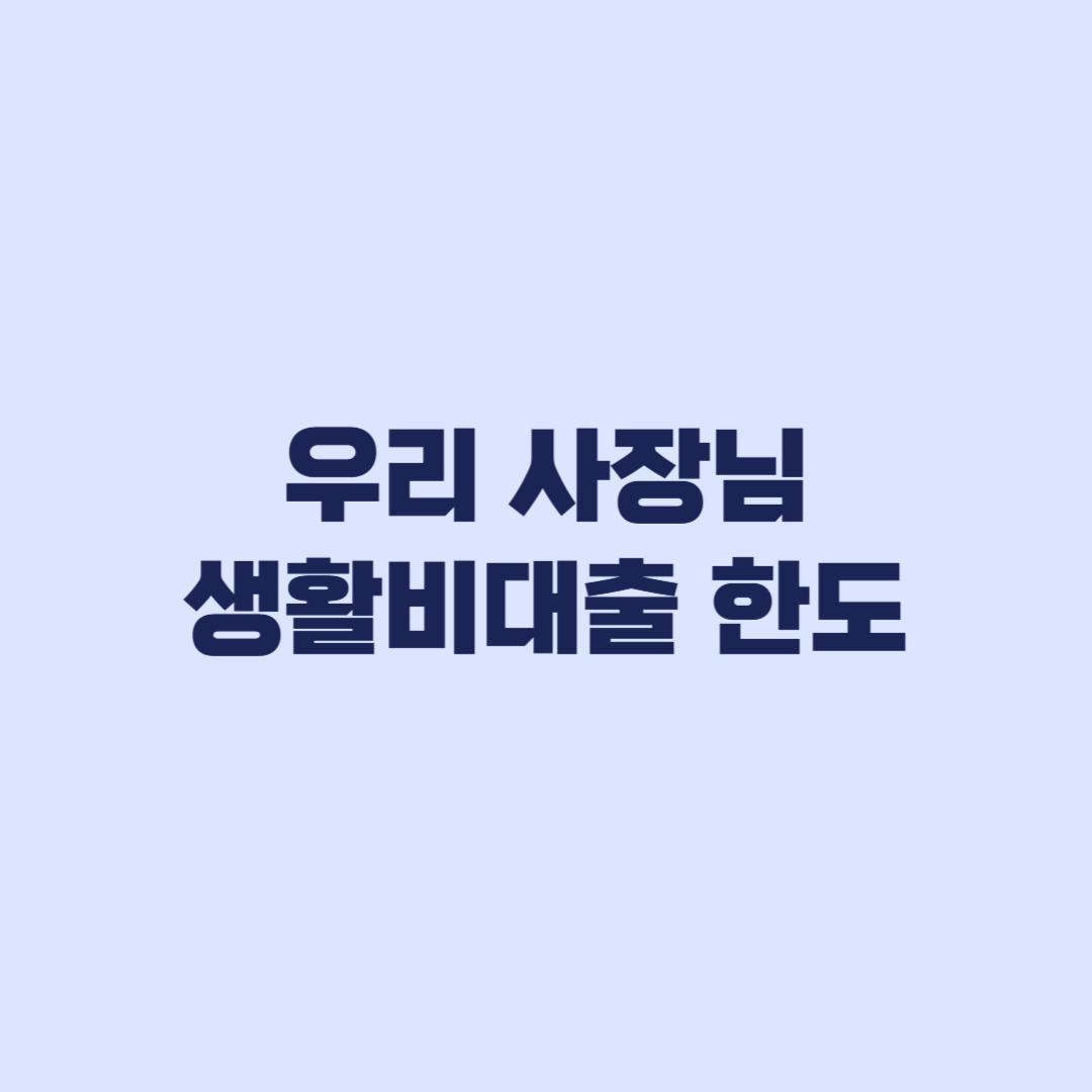 우리 사장님 생활비대출 한도 2000만원 신청 전 제한