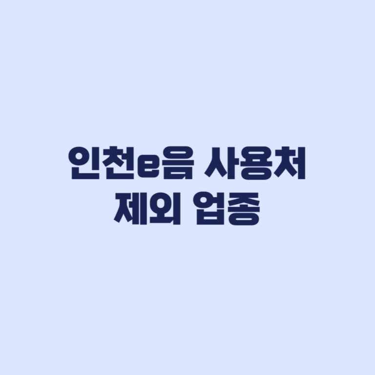 인천e음 사용처 주유소 제외 업종 사용 전 봐야 할 조건