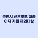 춘천시 신혼부부 대출이자 지원 제외대상과 소득 기준