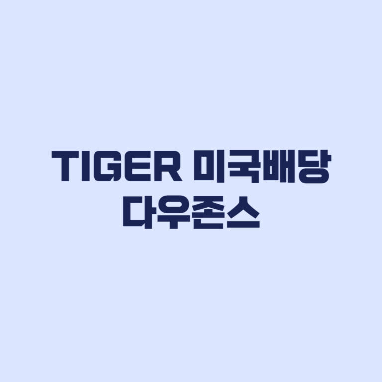 TIGER 미국배당다우존스 비용 세금과 원금손실 확인