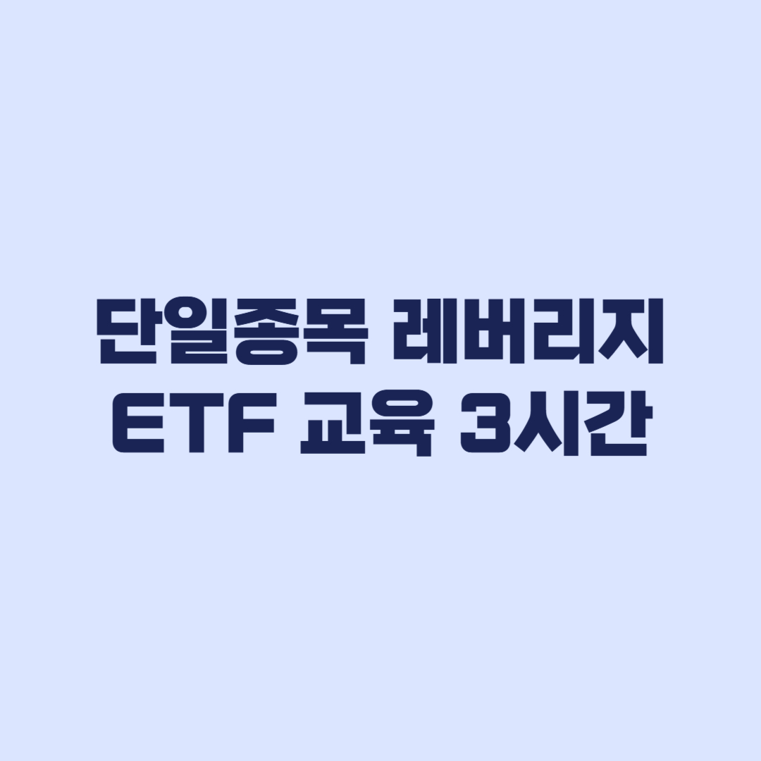 단일종목 레버리지 ETF 교육 3시간 현재 과정과 적용 시점