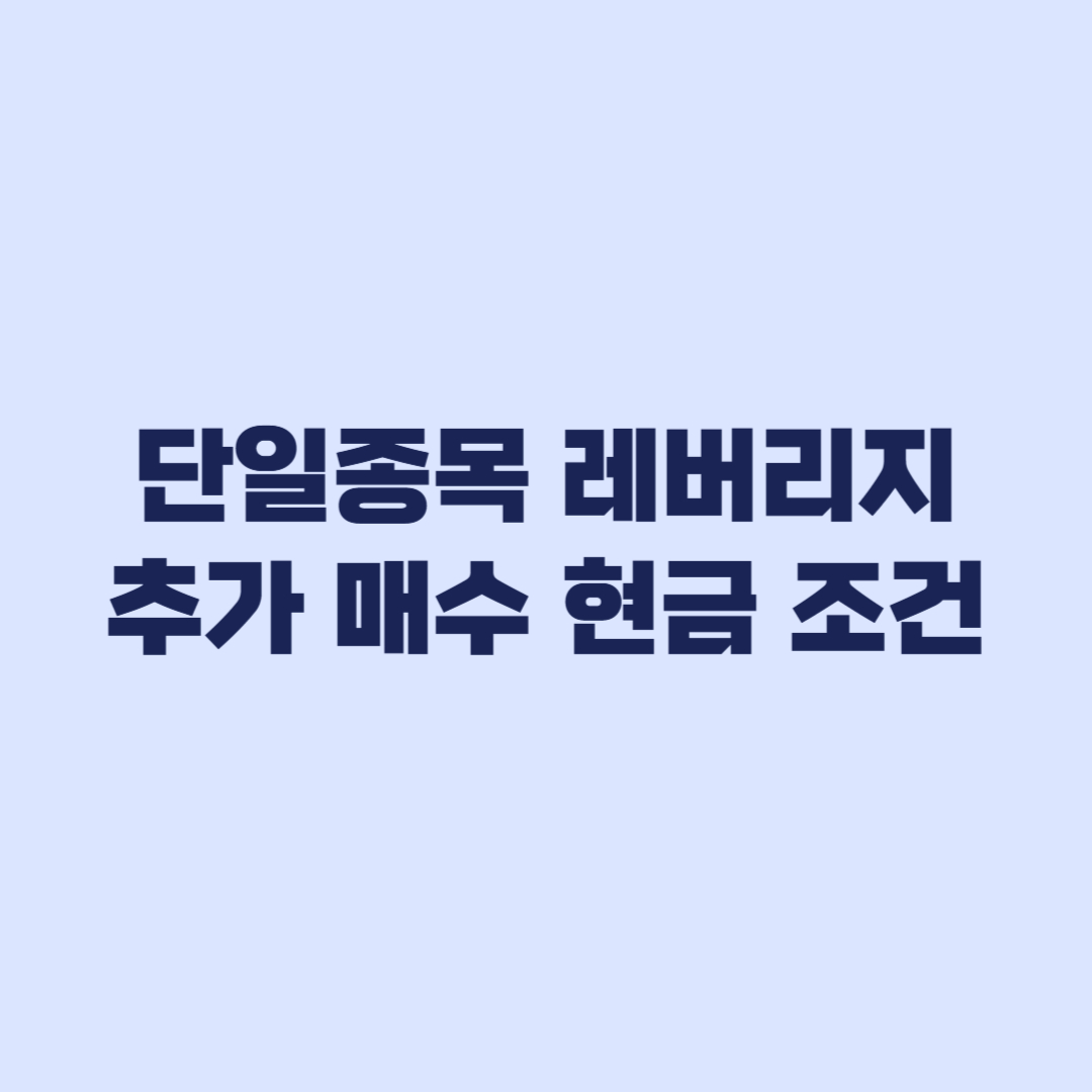 단일종목 레버리지 기존 보유자 추가 매수 현금 조건