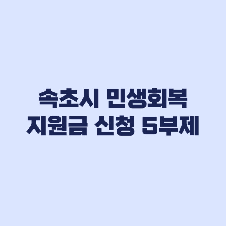속초시 민생회복지원금 신청 5부제와 대리서류·전입 기준