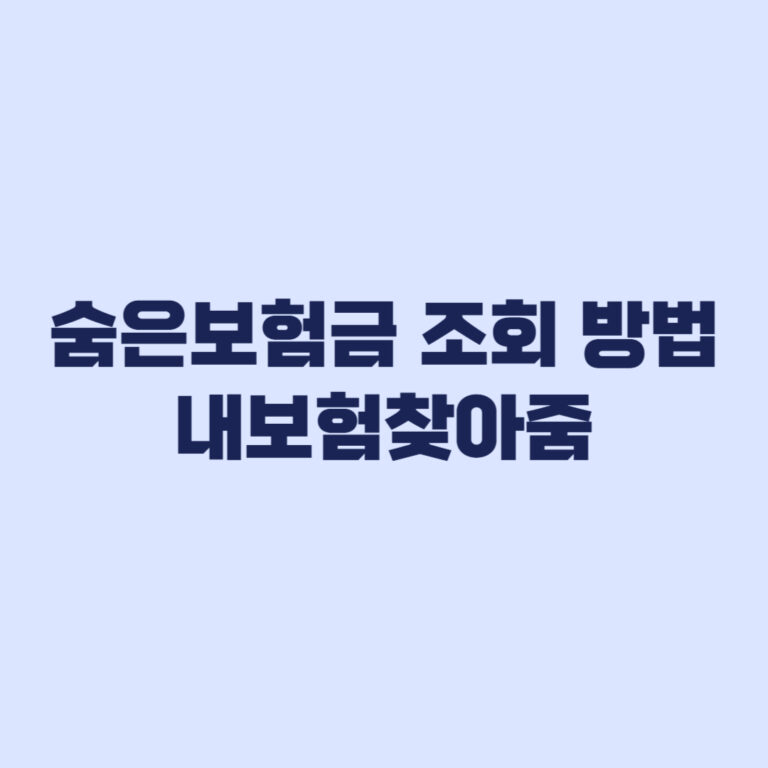 숨은보험금 조회 방법 내보험찾아줌 전화 앱 주의