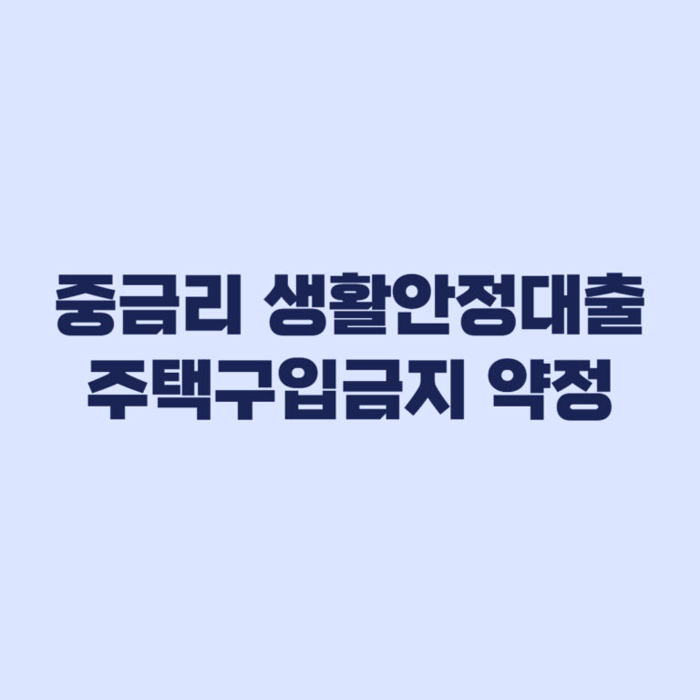 중금리 생활안정대출 주택구입금지 약정 불이익