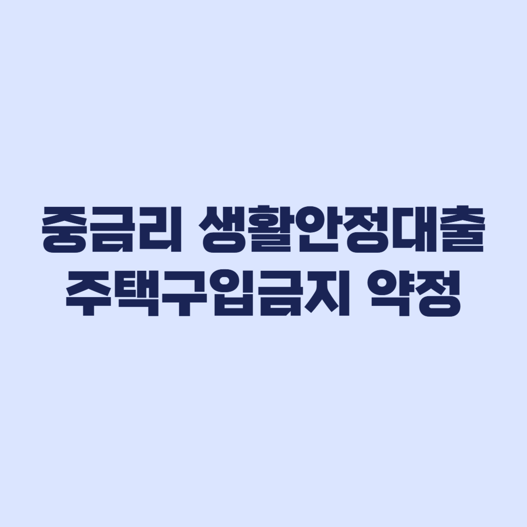 중금리 생활안정대출 주택구입금지 약정 불이익