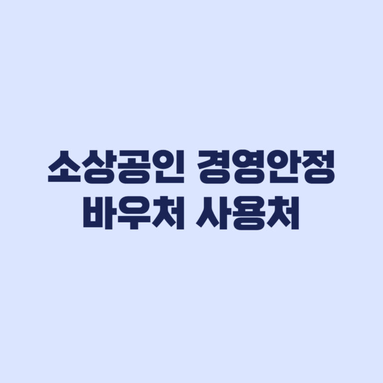 2026 소상공인 경영안정 바우처 사용처 카드 차감 확인