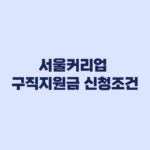 서울커리업 구직지원금 신청조건 알바와 중복에서 갈리는 기준