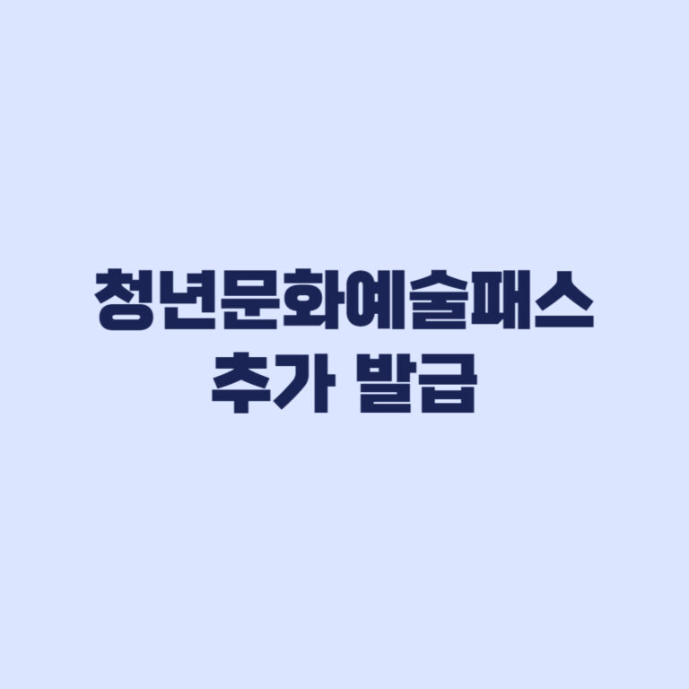 청년문화예술패스 추가 발급 신청 기간과 2차 신청 방법
