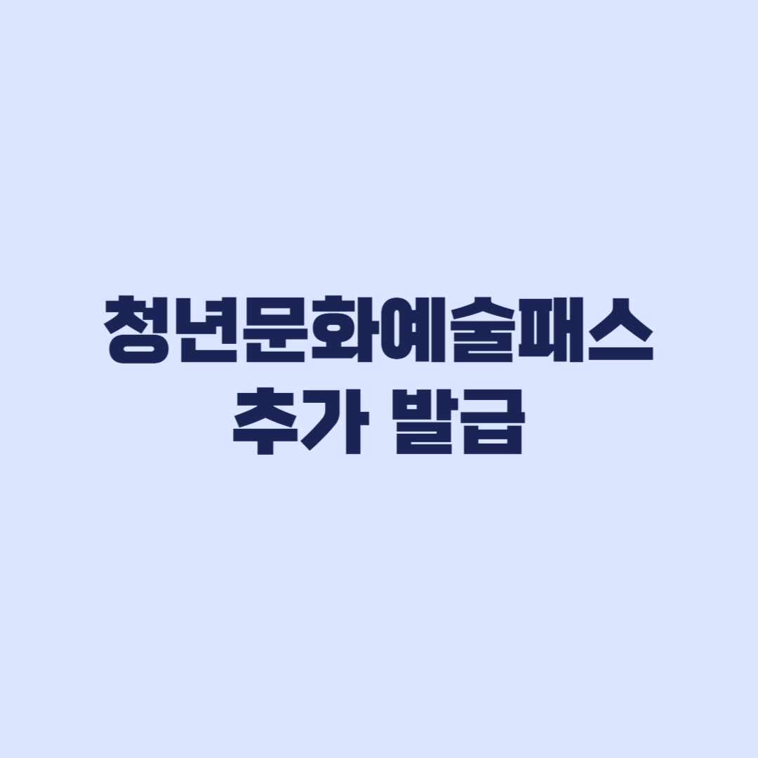 청년문화예술패스 추가 발급 신청 기간과 2차 신청 방법