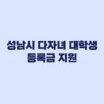 2026 성남시 다자녀 대학생 등록금 지원 최대 100만원 신청과 서류 제출