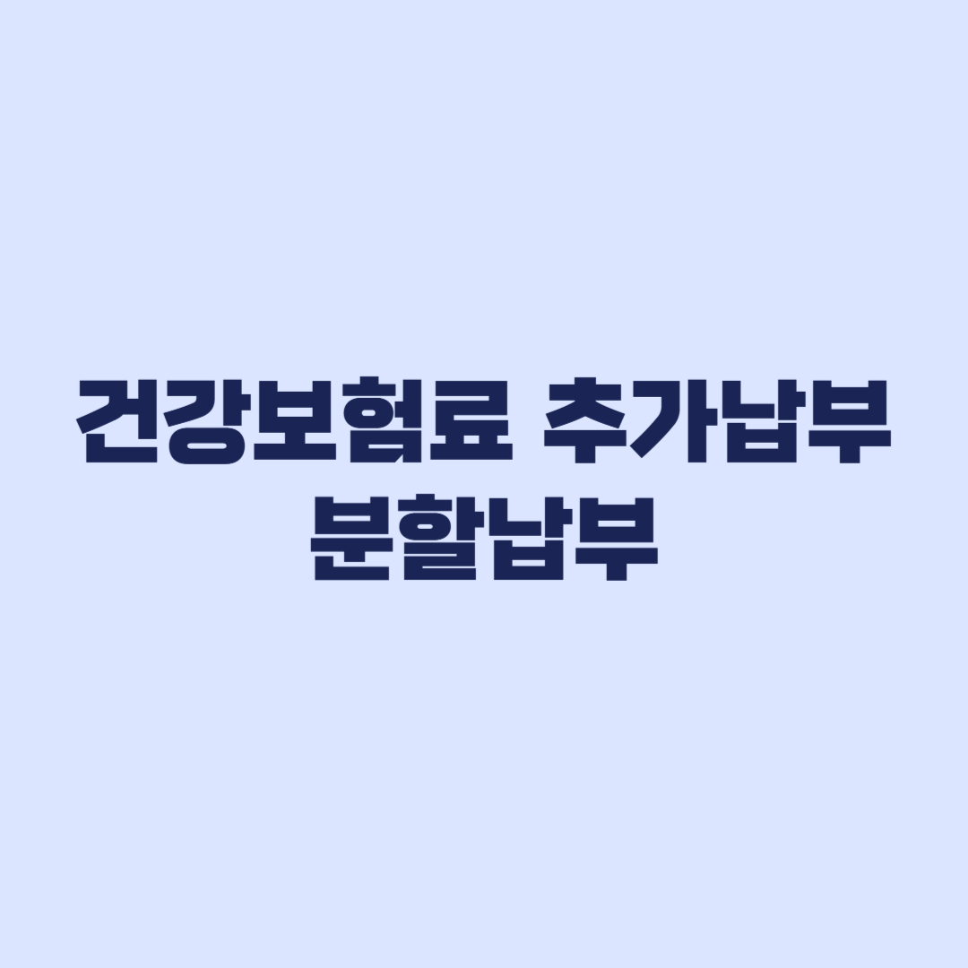 건강보험료 추가납부 분할납부 신청 조건 10월 1일부터 1만80원 기준