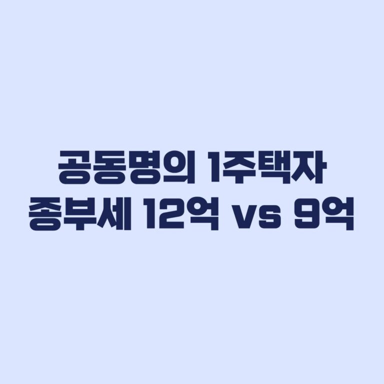 공동명의 1주택자 종부세 특례 유불리 12억과 각 9억 비교