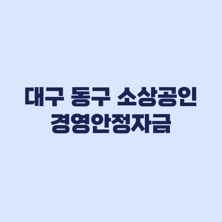 대구 동구 소상공인 경영안정자금 신청 전 제외조건부터 확인