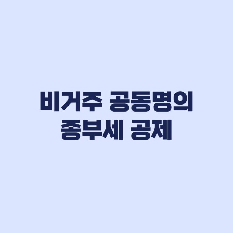 비거주 공동명의 종부세 공제 현행 9억 정부안 6억 차이