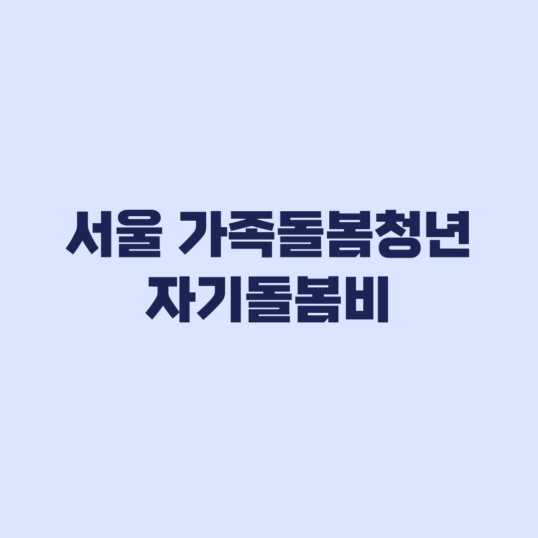 서울 가족돌봄청년 자기돌봄비 200만원 신청과 선정 일정