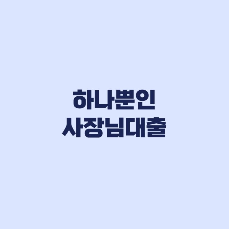 하나뿐인 사장님대출 조건 금리 한도 신청 전 확인할 기준