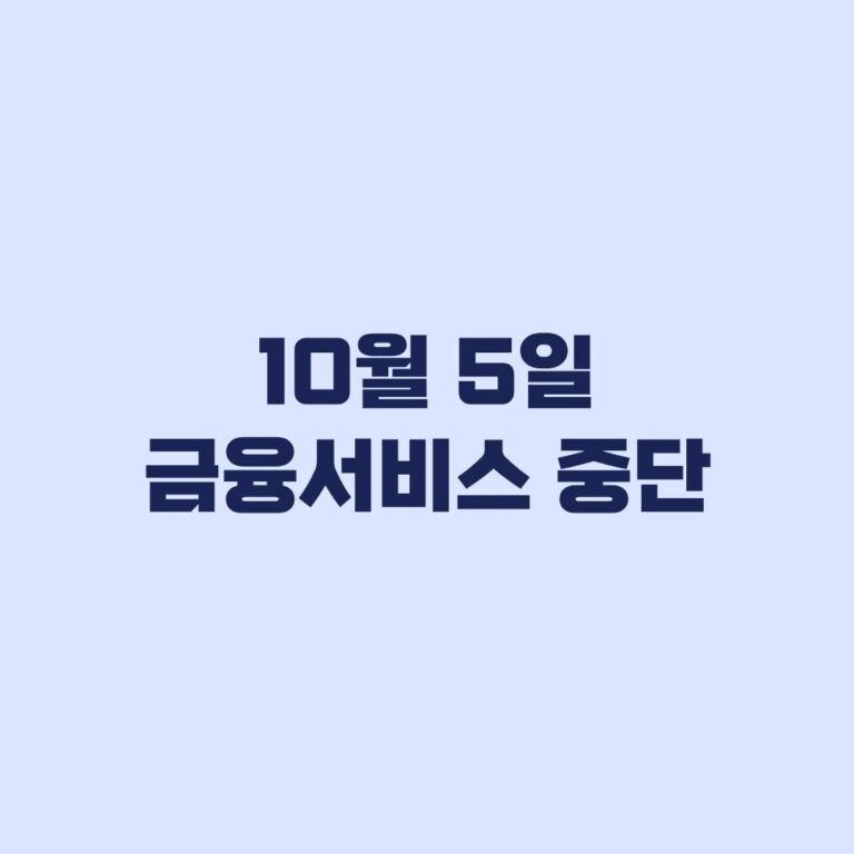 10월 5일 금융서비스 중단 대출 제한, 카드결제·이체 가능