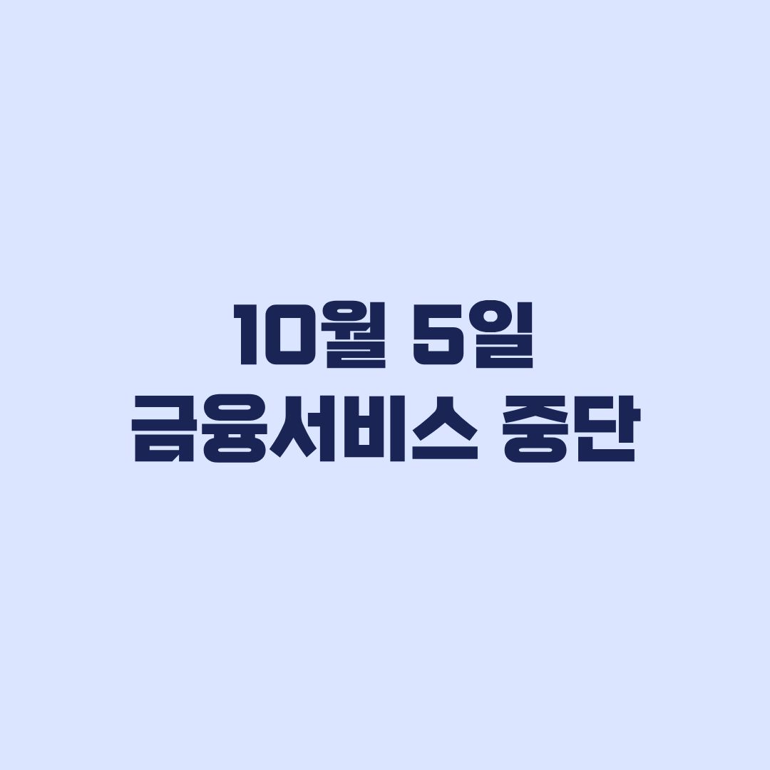 10월 5일 금융서비스 중단 대출 제한, 카드결제·이체 가능