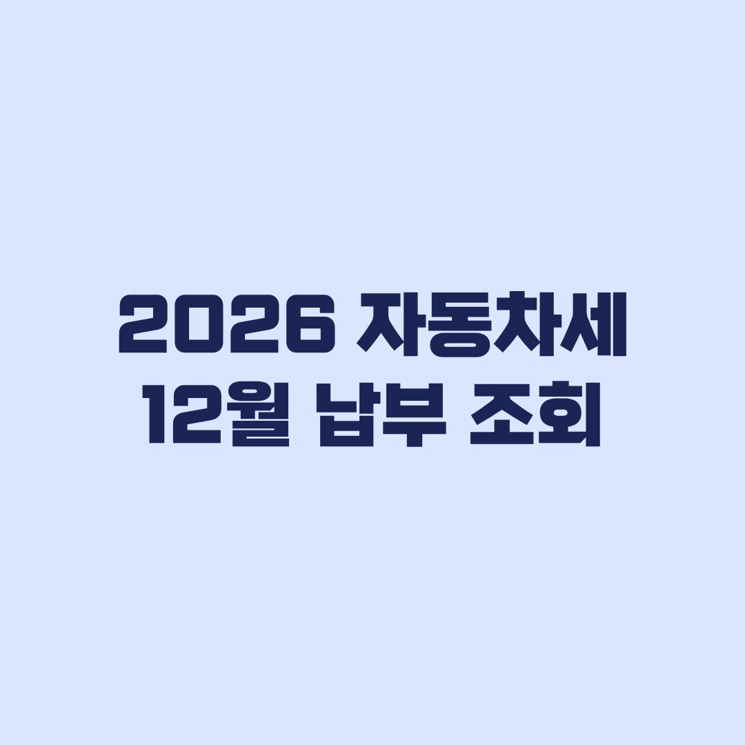2026 자동차세 12월 납부 조회 방법 및 납부기한