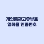 개인통관고유부호 일회용 인증번호 적용 대상과 입력 방법