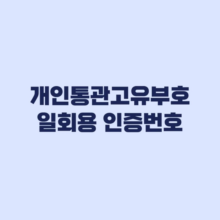 개인통관고유부호 일회용 인증번호 적용 대상과 입력 방법