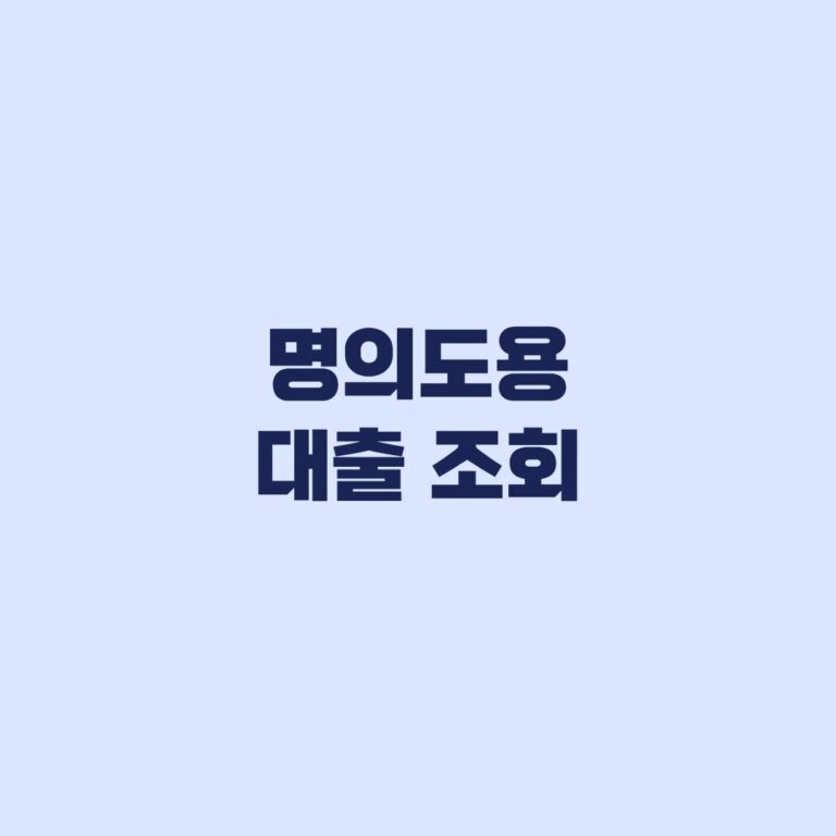 명의도용 대출 조회 내 명의 모르는 대출 확인 방법
