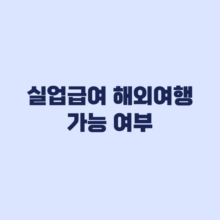 실업급여 해외여행 가능 여부, 실업인정일과 부정수급 기준