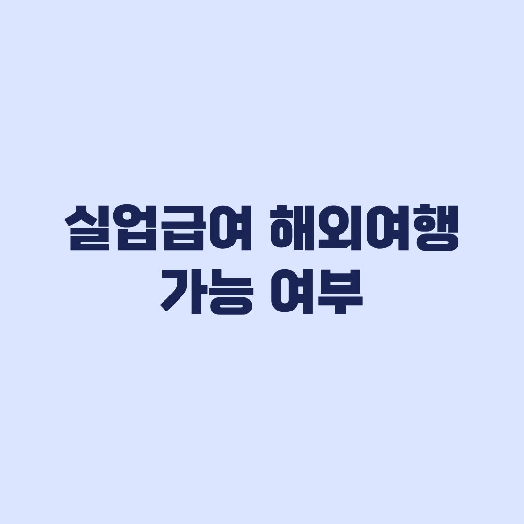 실업급여 해외여행 가능 여부, 실업인정일과 부정수급 기준