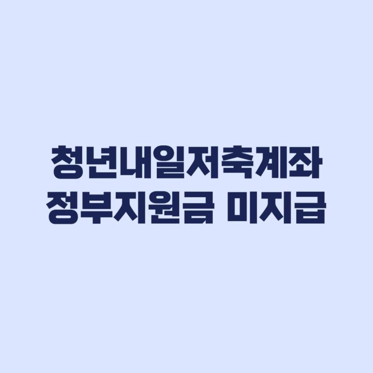 청년내일저축계좌 정부지원금 미지급 원인과 해결 순서