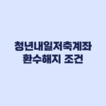 청년내일저축계좌 환수해지 조건과 정부지원금 수령 차이