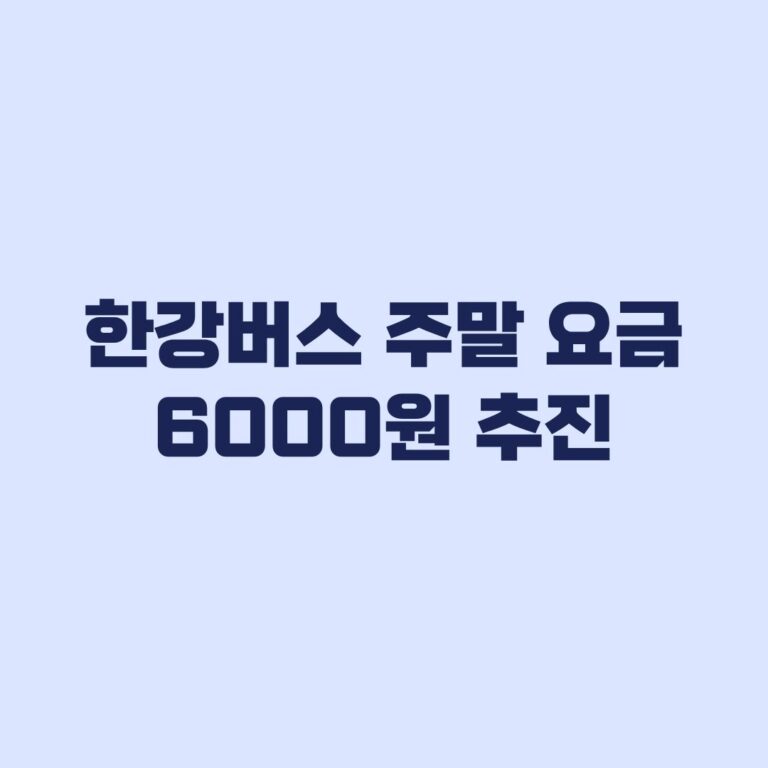한강버스 주말 요금 6000원 추진, 언제부터 적용되나