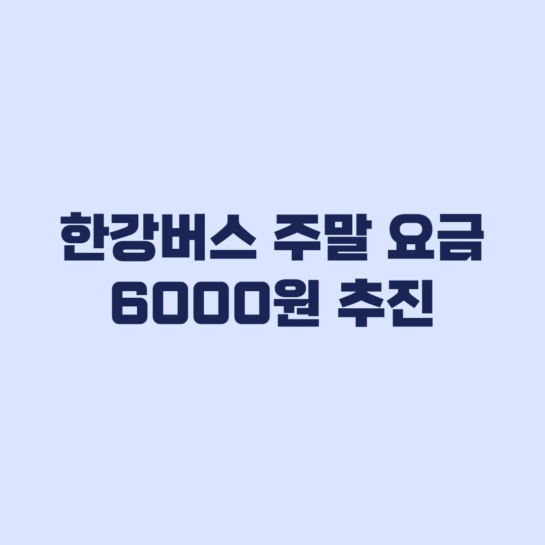 한강버스 주말 요금 6000원 추진, 언제부터 적용되나